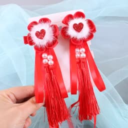 Cute tassel pearl flower hair clip for little girls