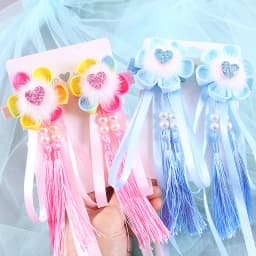 Cute tassel pearl flower hair clip for little girls