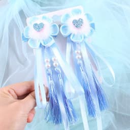 Cute tassel pearl flower hair clip for little girls