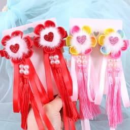 Cute tassel pearl flower hair clip for little girls