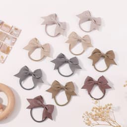 BABY BOWS 10Pcs New Color Grosgrain Ribbon Bows Elastic Hairties Hair Bands Girls Spring Head Rope Hair Accessories Wholesale