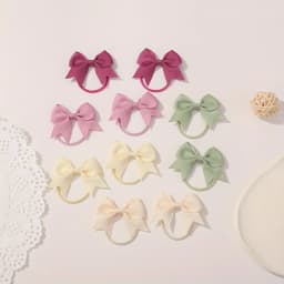 BABY BOWS 10Pcs New Color Grosgrain Ribbon Bows Elastic Hairties Hair Bands Girls Spring Head Rope Hair Accessories Wholesale