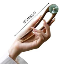 U Shape Simple Women's Hairpin New Chinese Style Jade Lotus Leaf Wooden Hair Stick Elegant Vintage Hanfu Hair Accessories