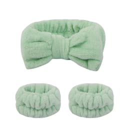 Flannel front bow elastic headband face wash and makeup headband waterproof wrist cover hair tie headband