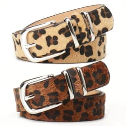 Fashion Metal Buckle Women's Belt Leopard Print PU Leather Waistband All-match Belt Matching
