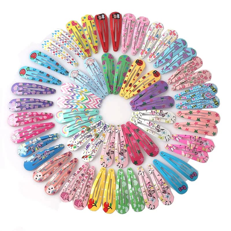 40Pcs Set New Paint Printing BB Clip Children's Broken Hairpin Metal Side Little Girl Hair Accessories Hairpin