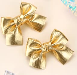 2Pcs Sparkling Bow Hair Clips PU Barrettes For Girl Kids Butterfly Leather Vintage Gold Silver Handmade Headwear Accessories