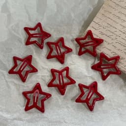 10 Pcs New Red Star Snap Clip for Girl Waterdrop Barrettes Black Hairpin Women Silver Hair Clip Accessories Kawaii BB Clip