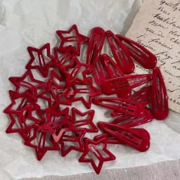 10 Pcs New Red Star Snap Clip for Girl Waterdrop Barrettes Black Hairpin Women Silver Hair Clip Accessories Kawaii BB Clip