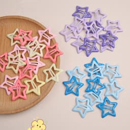 10 Pcs New Red Star Snap Clip for Girl Waterdrop Barrettes Black Hairpin Women Silver Hair Clip Accessories Kawaii BB Clip