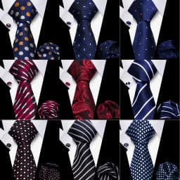 Men Business Tie Set Classic Plaid Dot Necktie Cufflinks Stripe Handkerchief For Wedding High Quality Formal Gravata Accessories