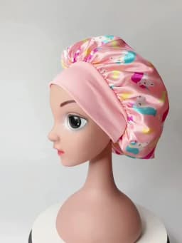Cartoon Baby Kids Print Satin Bonnet Sleep Hat Cap for Curly Hair Adjustable Silky Satin Cap for Toddler Night Sleep Caps Beanie