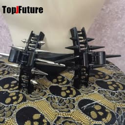 Women Y2K girl Harajuk Gothic lolita cosplay Grasp Clip spike horn Oval Hollow rivet Grasp Hair Crab Hair Accessories claws
