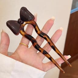 U-Shaped Hair Fork Fashion Tortoiseshell Acetate Bow Hairpin Geometric Design Headwear Hair Sticks Women Girls Hair Accessories