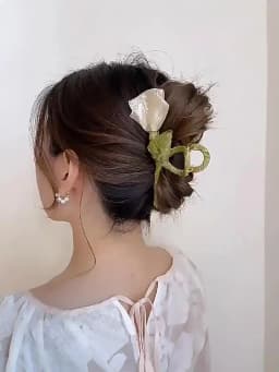 Tulip Tulle Flower Shark Clip Hair Claws For Women Elegant Ponytail Hairpin Hair Crabs Barrettes Girls Fashion Hair Accessories