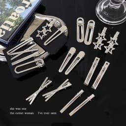 2/3Pcs/Set Y2K Silver Metal Hairpin for Women Girls Star Hair Clips Multiple Styles Seamless Duckbill Clip Hair Accessoires