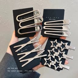 2/3Pcs/Set Y2K Silver Metal Hairpin for Women Girls Star Hair Clips Multiple Styles Seamless Duckbill Clip Hair Accessoires