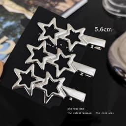 2/3Pcs/Set Y2K Silver Metal Hairpin for Women Girls Star Hair Clips Multiple Styles Seamless Duckbill Clip Hair Accessoires