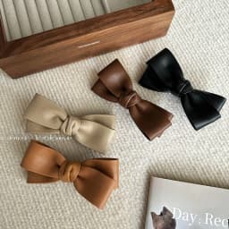 Women Girls Elegant PU Leather Bowknot Hairpins Korean Fashion Hair Side Clip Hair Accessories Ornaments Barrettes Duckbill 2025