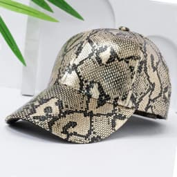 Snake Print PU Leather Baseball Cap, Adjustable Hip-Hop Street Dance Hat, Lightweight Sun Protection for Outdoor Activities