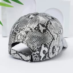 Snake Print PU Leather Baseball Cap, Adjustable Hip-Hop Street Dance Hat, Lightweight Sun Protection for Outdoor Activities