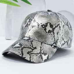 Snake Print PU Leather Baseball Cap, Adjustable Hip-Hop Street Dance Hat, Lightweight Sun Protection for Outdoor Activities