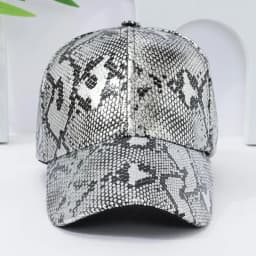 Snake Print PU Leather Baseball Cap, Adjustable Hip-Hop Street Dance Hat, Lightweight Sun Protection for Outdoor Activities