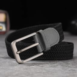 Non-perforated, non-perforated, men's and women's woven belts, elastic elastic canvas belts, women's Korean version, versatile s