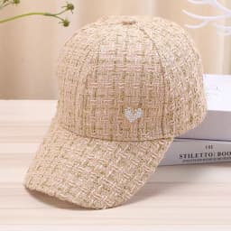 Stylish Women's Baseball Cap with Golden Thread Checkered Design - Breathable, Sun-Protective & Adjustable Fit for Outdoor Sport