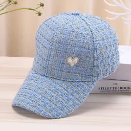Stylish Women's Baseball Cap with Golden Thread Checkered Design - Breathable, Sun-Protective & Adjustable Fit for Outdoor Sport