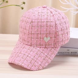 Stylish Women's Baseball Cap with Golden Thread Checkered Design - Breathable, Sun-Protective & Adjustable Fit for Outdoor Sport