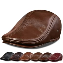 Genuine Cowhide Leather Men Berets Cap Hat High Quality Fashion Men's Real Leather Adult Black Hats