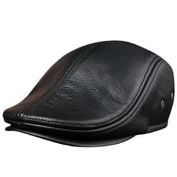 Genuine Cowhide Leather Men Berets Cap Hat High Quality Fashion Men's Real Leather Adult Black Hats