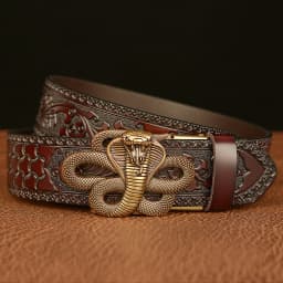 SupSindy New Men Genuine Leather Belt Luxury Snake Metal Automatic Buckle Cowhide Belts for Men Jeans Waistband Male Strap Black