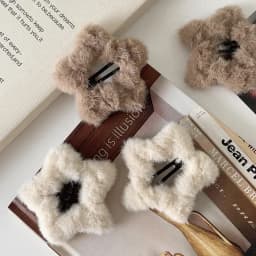 4pcs Autumn and Winter Plush Five-pointed Star Hairpins Side Bangs BB Clip Cute, Soft and Milky Sweet Girl Hollow Hairpin Tide