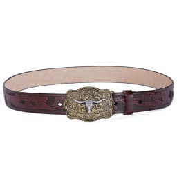 Western Belt Men Genuine Leather Belts for Men Cowboy Cowgirl Big Letters Buckle Gold Male Belts Long Black Brown Quality