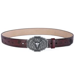 Western Belt Men Genuine Leather Belts for Men Cowboy Cowgirl Big Letters Buckle Gold Male Belts Long Black Brown Quality