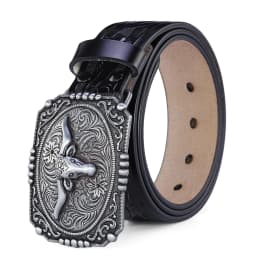 Western Belt Men Genuine Leather Belts for Men Cowboy Cowgirl Big Letters Buckle Gold Male Belts Long Black Brown Quality