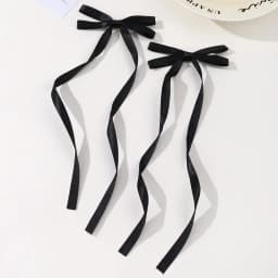 2 Pcs Fabric Hair Bow Hairpin for Women Girls Ribbon Hair Clips Headwear Black White Bow Top Clip Female Hair Accessories