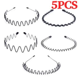 6PCS Metal Headband for Men Women Fashion Hair Bands Outdoors Sports Non Slip Smooth Elastic Teeth Comb Unisex Hair Accessories