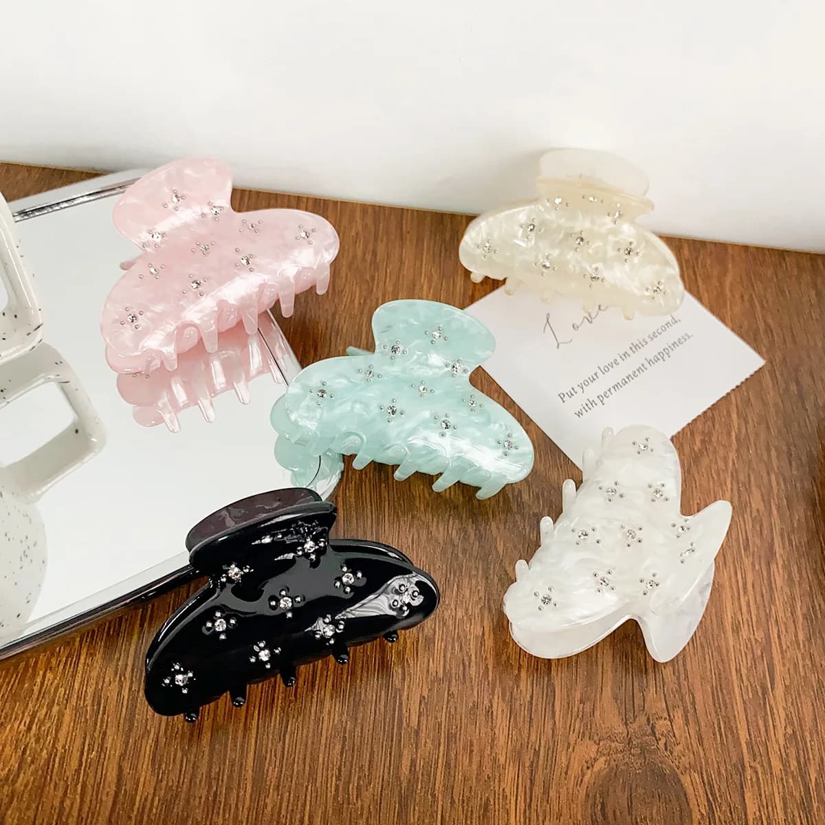 1pc Diamond inlay, high-end feel, light luxury style, flower clip, personalized atmosphere, simple hair clip, hair accessory