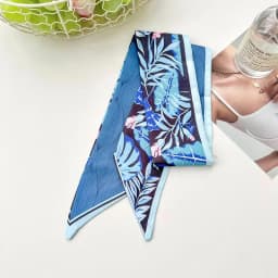 Fashion Printing Flower Long Ribbons Hair Scarf for Women INS Design Silk Headband Long Scarves Ribbon Hair Accessories