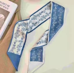 Fashion Printing Flower Long Ribbons Hair Scarf for Women INS Design Silk Headband Long Scarves Ribbon Hair Accessories