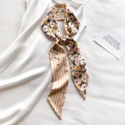 Fashion Printing Flower Long Ribbons Hair Scarf for Women INS Design Silk Headband Long Scarves Ribbon Hair Accessories