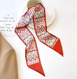 Fashion Printing Flower Long Ribbons Hair Scarf for Women INS Design Silk Headband Long Scarves Ribbon Hair Accessories