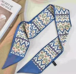 Fashion Printing Flower Long Ribbons Hair Scarf for Women INS Design Silk Headband Long Scarves Ribbon Hair Accessories