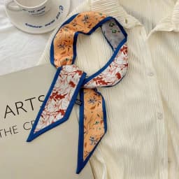Fashion Printing Flower Long Ribbons Hair Scarf for Women INS Design Silk Headband Long Scarves Ribbon Hair Accessories