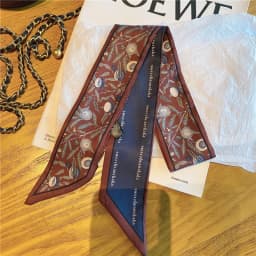 Fashion Printing Flower Long Ribbons Hair Scarf for Women INS Design Silk Headband Long Scarves Ribbon Hair Accessories