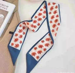 Fashion Printing Flower Long Ribbons Hair Scarf for Women INS Design Silk Headband Long Scarves Ribbon Hair Accessories