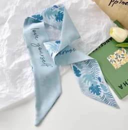 Fashion Printing Flower Long Ribbons Hair Scarf for Women INS Design Silk Headband Long Scarves Ribbon Hair Accessories